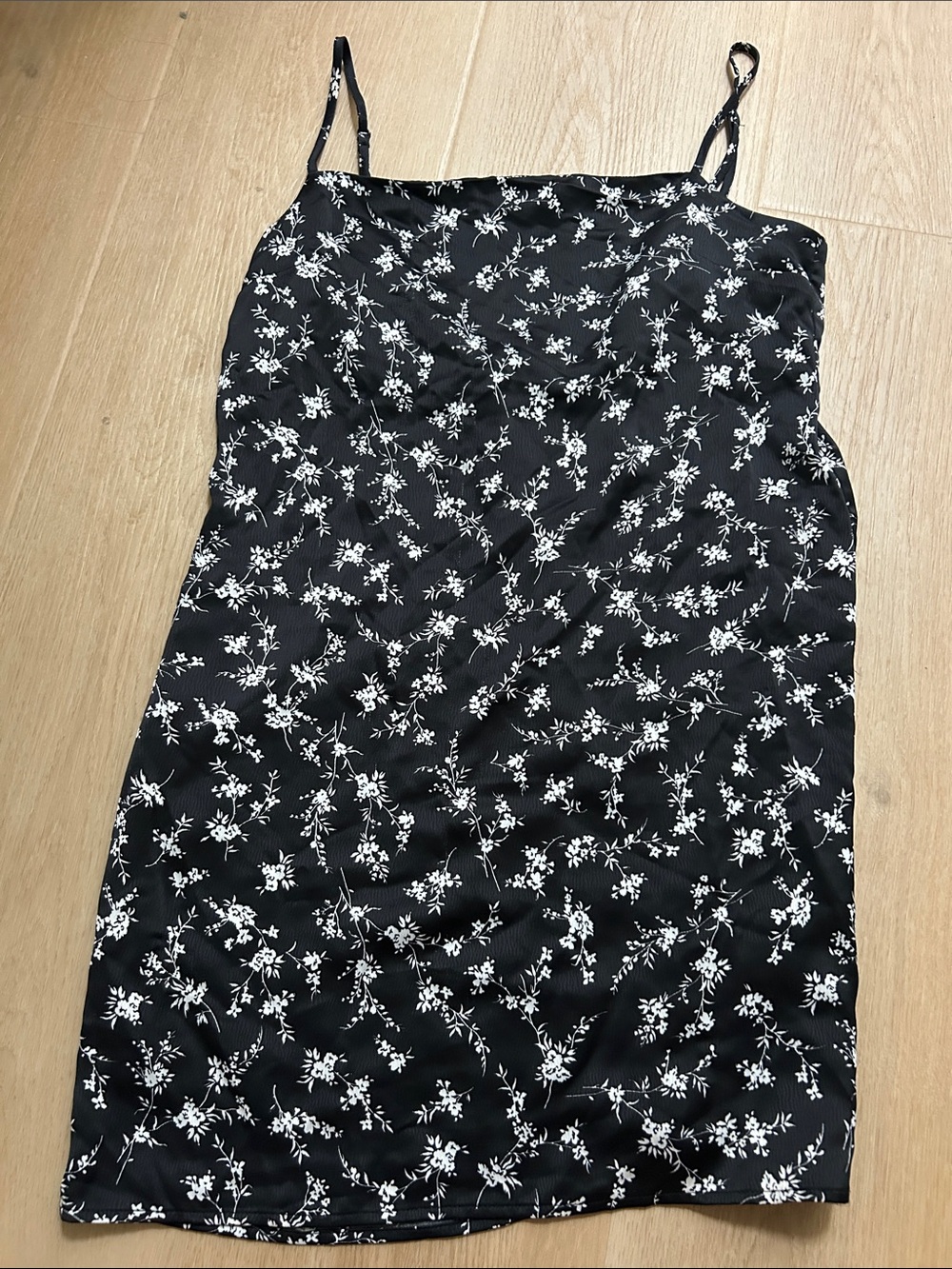 Black Floral Slip Dress Silk